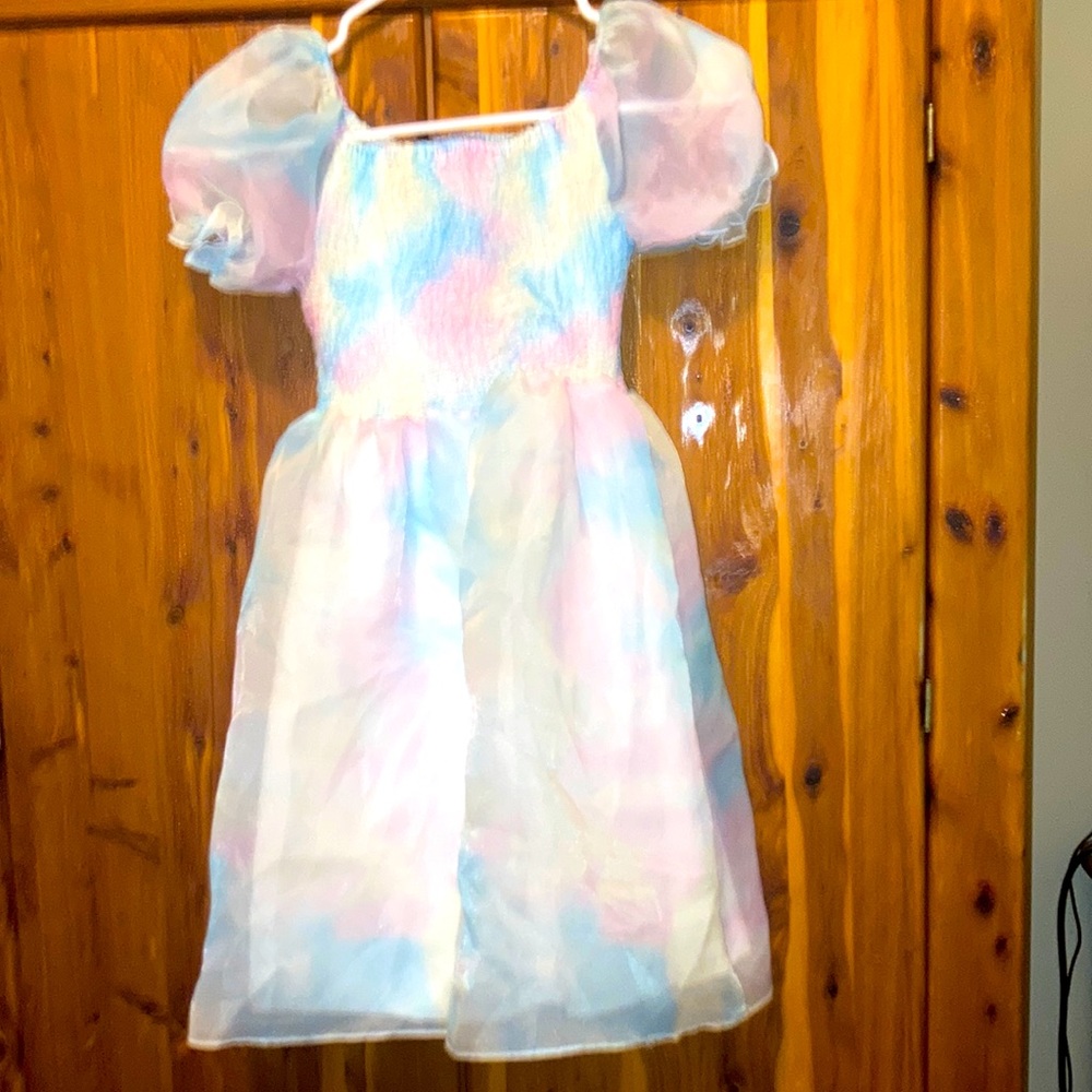 Rainbow tie-dye girls dress